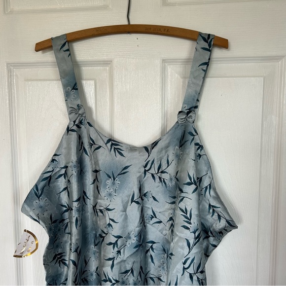 Vintage y2k Dead Stock Plus Size Floral Blue Chemise Slip Dress Size 4x - Picture 2 of 5